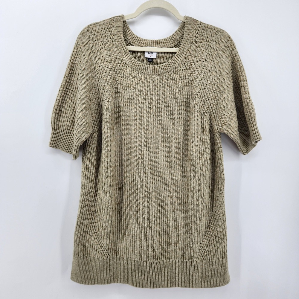 Cabi Knit Top‎ Short Sleeve Textured Sweater Tunic Casual Comfy Sage Green